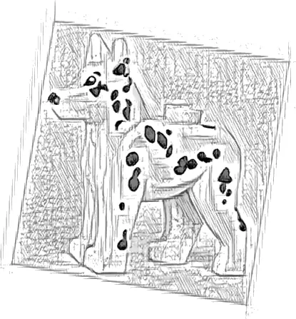 Dog, Alsatian / German Shepherd with Black Eyes, Nose and Spots Pattern
