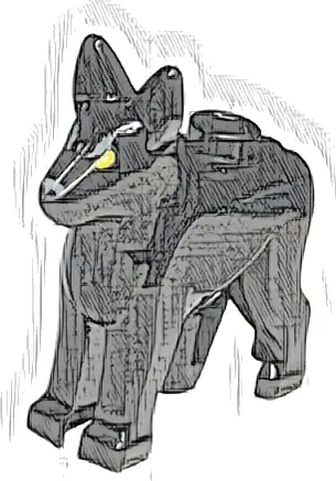 Dog, Alsatian / German Shepherd with Bright Light Orange Eyes and Dark Bluish Gray Bushy Eyebrows and Nose Pattern (HP Padfoot / The Grim)