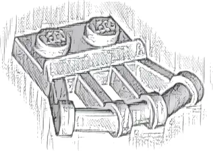 Plate, Modified 1 x 2 with Angled Bar Handles on Side