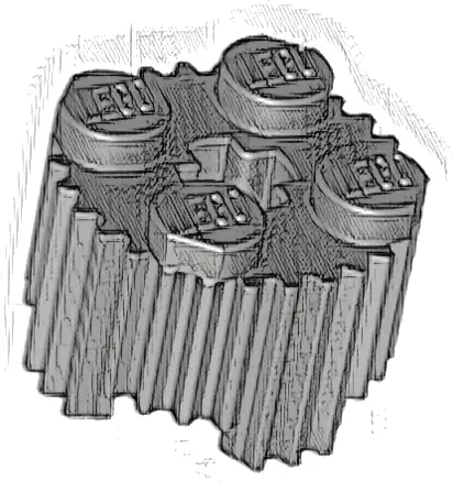 Brick, Round 2 x 2 with Axle Hole and Grille / Fluted Profile