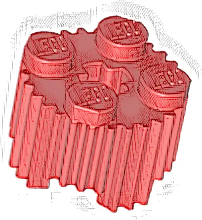 Brick, Round 2 x 2 with Axle Hole and Grille / Fluted Profile