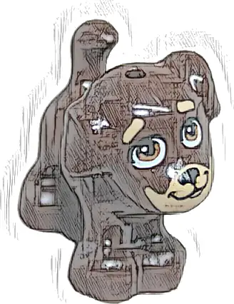 Dog, Friends Style, Puppy, Standing with Medium Nougat Eyes, Black Nose and Mouth, Nougat Muzzle and Eyebrows Pattern (Maple)