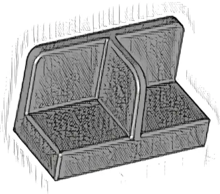 Panel 1 x 2 x 1 with Rounded Corners and Center Divider