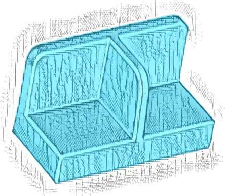 Panel 1 x 2 x 1 with Rounded Corners and Center Divider