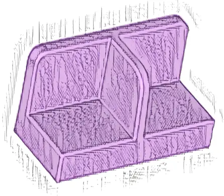 Panel 1 x 2 x 1 with Rounded Corners and Center Divider