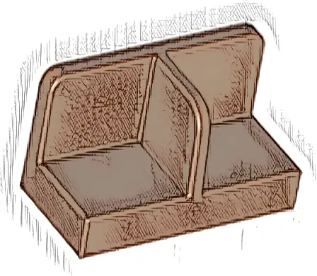 Panel 1 x 2 x 1 with Rounded Corners and Center Divider