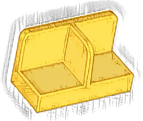 Panel 1 x 2 x 1 with Rounded Corners and Center Divider