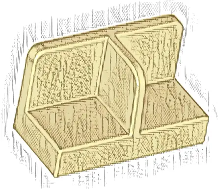 Panel 1 x 2 x 1 with Rounded Corners and Center Divider