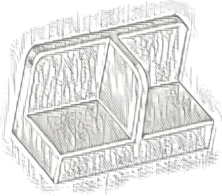 Panel 1 x 2 x 1 with Rounded Corners and Center Divider