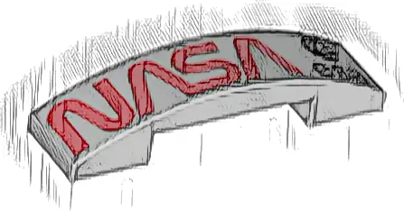 Slope, Curved 4 x 1 x 2/3 Double with Red 'NASA' and Black 'esa' Logo on Metallic Silver Background Pattern