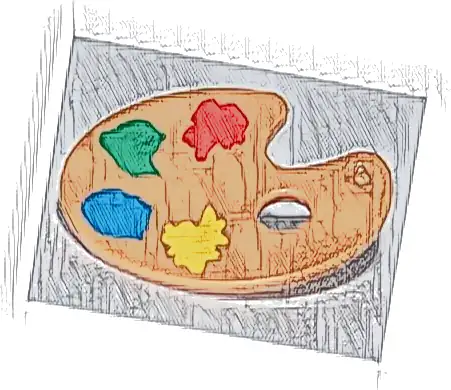 Minifigure, Utensil Paint Palette with Yellow, Blue, Green and Red Paint Spots Pattern