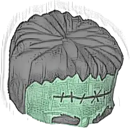 Minifigure, Headgear Head Top, Frankenstein Monster with Black Hair, Bushy Eyebrows and Small Stitches Pattern