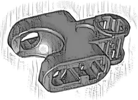 Technic, Axle Connector 2 x 3 with Ball Joint Socket - Closed Sides, Straight Forks with Open Axle Holes