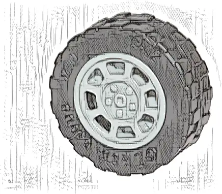 Wheel 11mm D. x 6mm with 8 Spokes with Black Tire 17.5mm D. x 6mm with Shallow Staggered Treads - Band Around Center of Tread  (93593 / 92409)