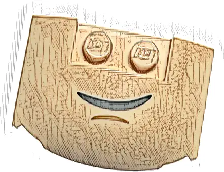 Wedge 3 x 4 x 2/3 Triple Curved with Black Lopsided Grin and Medium Nougat Chin Dimple Pattern (HP Dobby Mouth)