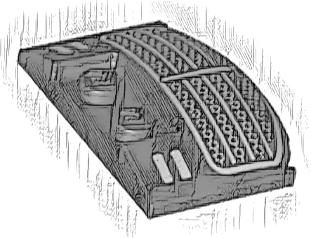 Wedge 3 x 4 x 2/3 Triple Curved with Silver Grille and Headlights Pattern