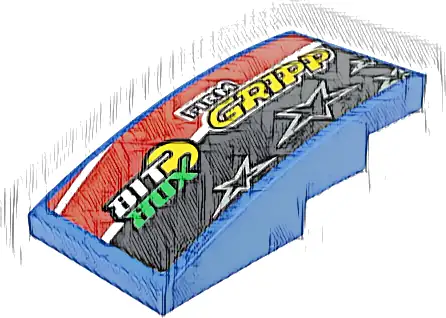 Slope, Curved 4 x 2 with 'BIT BOX', 'FIRM GRIPP' and 4 Stars on Black, Red and White Stripes Pattern Model Left Side (Sticker) - Set 42153