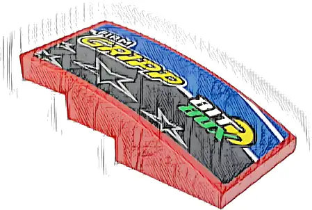 Slope, Curved 4 x 2 with 'BIT BOX', 'FIRM GRIPP' and 4 Stars on Black, Blue and White Stripes Pattern Model Right Side (Sticker) - Set 42153