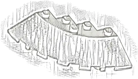 Brick, Round Corner 6 x 6 with Slope 33 Edge, Facet Cutout