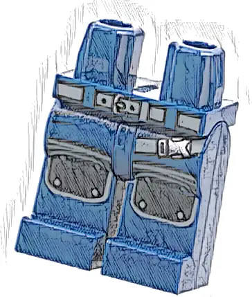 Hips and Legs with Dark Bluish Gray Belt and Strap with Silver Buckles, Black Knee Pads Pattern