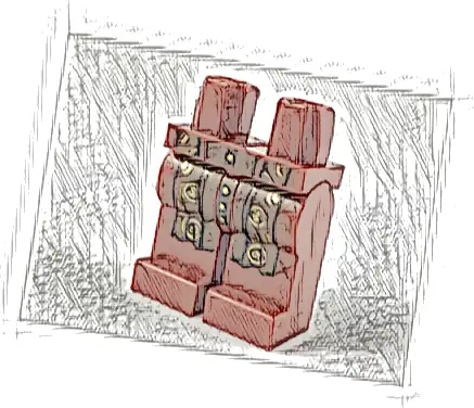 Hips and Legs with Reddish Brown Long Scarf Ends with Gold and Dark Brown Trim Pattern