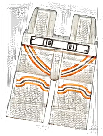 Hips and Legs with Black Outlined Belt, Dark Bluish Gray and Orange Stripes Pattern