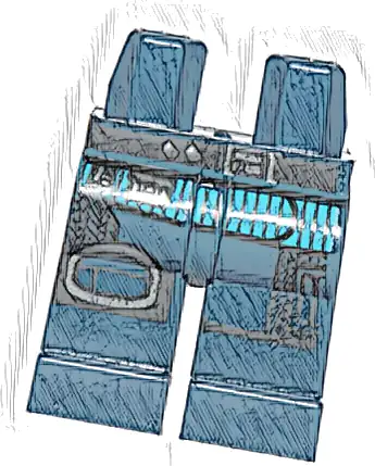 Hips and Legs with Medium Azure Tunic Tail and Knee Pad Pattern