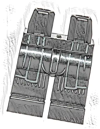 Hips and Legs with Light Bluish Gray Robe End Outlines and Silver Vertical Stripes Pattern