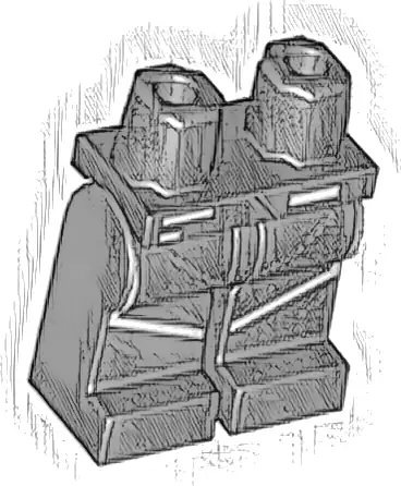 Hips and Legs with White Lines and Stitching Pattern