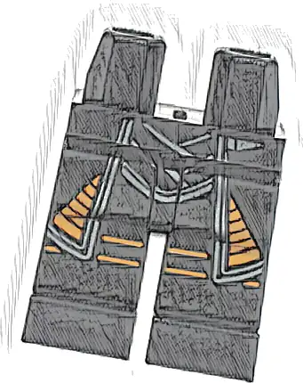 Hips and Legs with SW Coattails with Silver and Orange Hem, Knee Wrappings Pattern