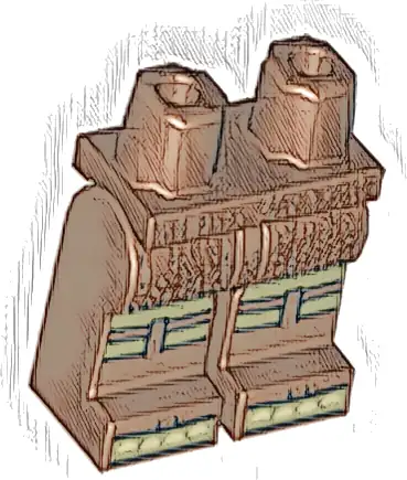 Hips and Legs with Fur, Olive Green Skin and Feet, Tan Toes, and Boot Straps Pattern