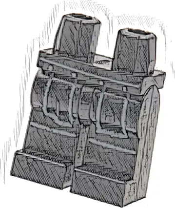 Hips and Legs with Dark Bluish Gray Outline Robe Ends and Knee Wrappings Pattern