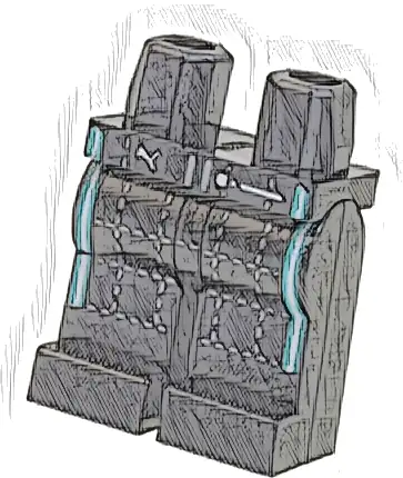 Hips and Legs with Racing Suit, Silver Stitching, Dark Turquoise Stripes Pattern