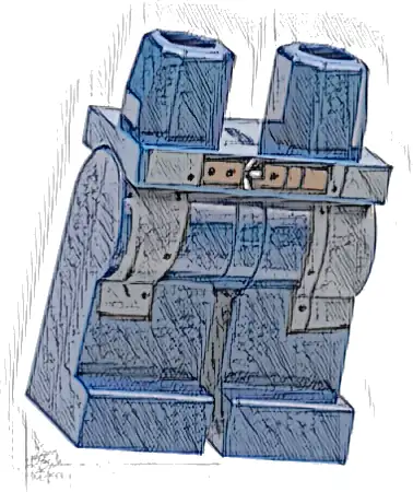 Hips and Legs with Dark Bluish Gray Coattails with Hem and Buttons and Reddish Brown Belt Pattern