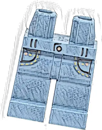 Hips and Legs with Belt Loops and Pockets, Bright Light Orange Stitching, Copper Buttons Pattern