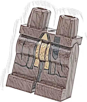 Hips and Legs with Long Coattails, Black Belt End, and Tan Center with Copper Mesh Pattern