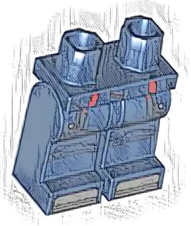 Hips and Legs with Red Trim, Black Lines and Knee Straps, and Dark Bluish Gray Toes Pattern