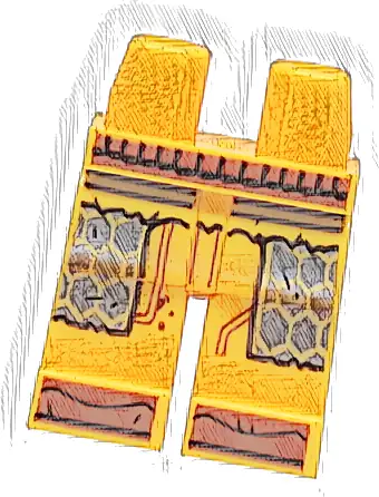 Hips and Legs with Pearl Dark Gray Coattails with Gold Hexagons, Reddish Brown Belt and Toes Pattern