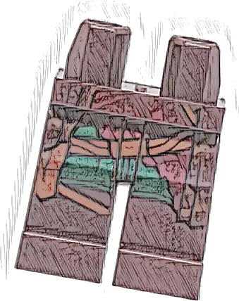 Hips and Legs with Coattails, Dark Green Shirttails, Dark Red Sash, and Reddish Brown Straps Pattern