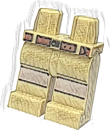 Hips and Legs with Light Nougat Knee Stripes and Reddish Brown Belt with Buckle Pattern