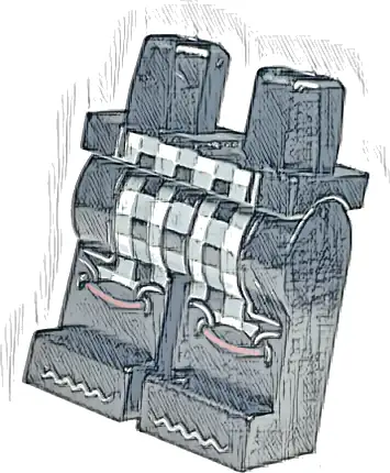 Hips and Legs with Coattails, Light Bluish Gray and Dark Bluish Gray Checkered Trousers, Boots with Dark Red Laces Pattern