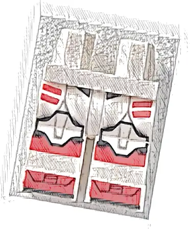 Hips and Legs with SW Clone Trooper Armor with Knee Pads, Red Stripes and Shoe Tips Pattern