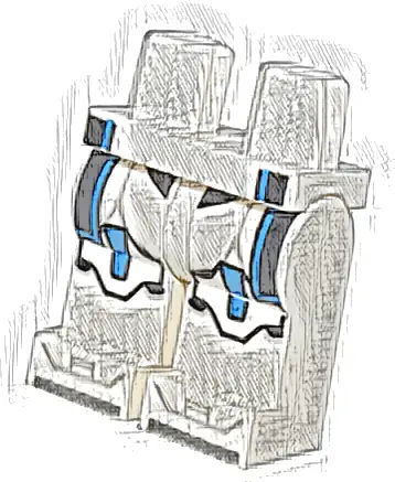 Hips and Legs with Black Kama Ends, Blue Knee Pads, and Silver Toes Pattern