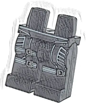 Hips and Legs with Side Panels and Dark Bluish Gray Straps with Silver Buckles Pattern