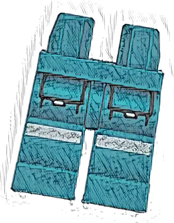 Hips and Legs with Black Outline Pockets and Silver Reflective Stripes Pattern