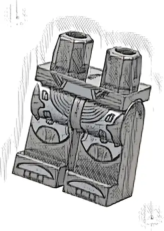 Hips and Legs with Armor with Dark Silver Panels and Shoe Tips, Light Bluish Gray Straps Pattern