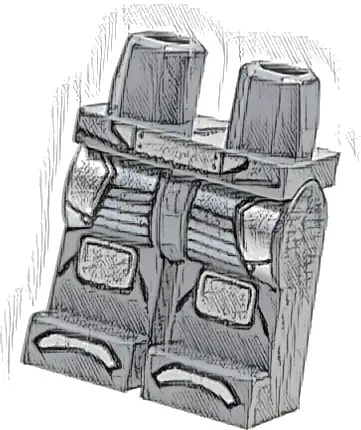 Hips and Legs with Armor with Dark Silver Panels with Black Stripes and Silver Tigh Panels, Knee Pads, Armor End on Hips and Toes Pattern