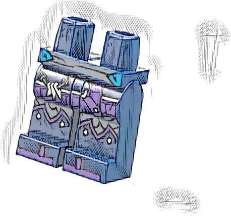 Hips and Legs with Dark Bluish Gray Sash and Knee Pads, Dark Purple Hems and Toes, Silver and Dark Azure Trim Pattern