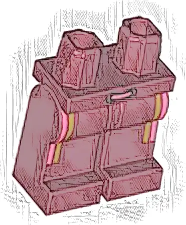 Hips and Legs with Coral and Gold Vertical Stripes Pattern