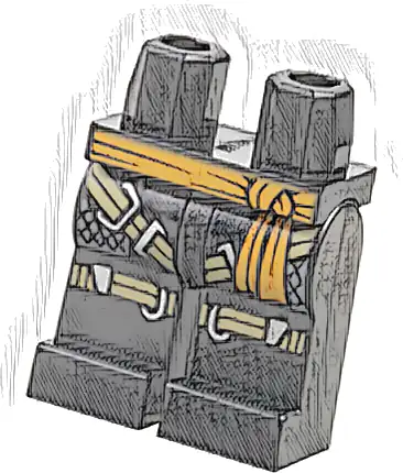 Hips and Legs with Orange Sash, Tan Harness and Knee Straps and Silver Trim Pattern